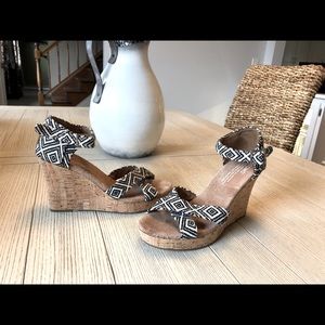 Toms sandals 6.5 black and white diamond